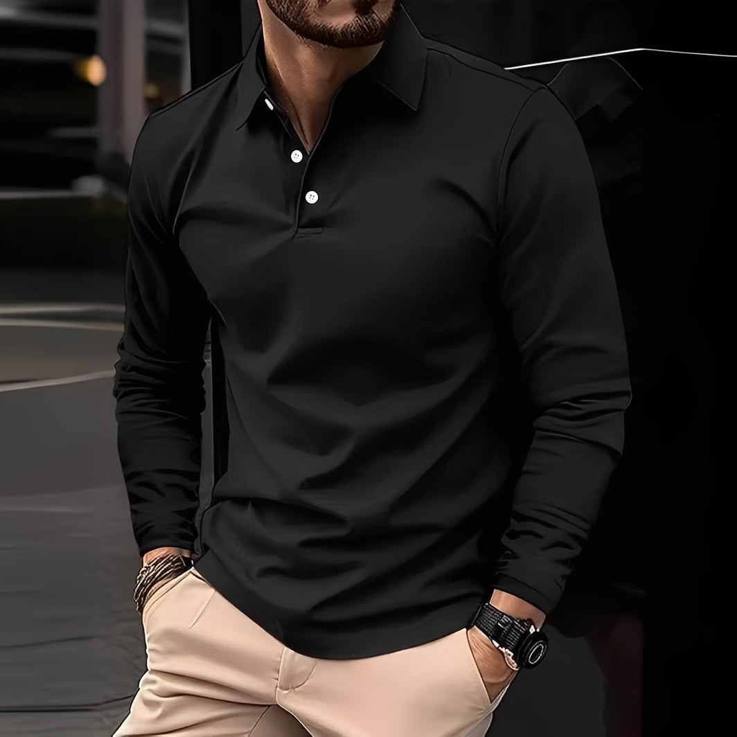 Deacon Herren Langarm-Poloshirt Bequem