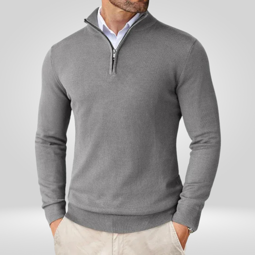 Herren Pullover Reißverschlusskragen SlimFit