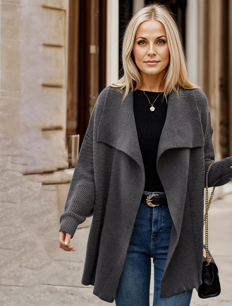 Damen Cardigan Grau Trendig