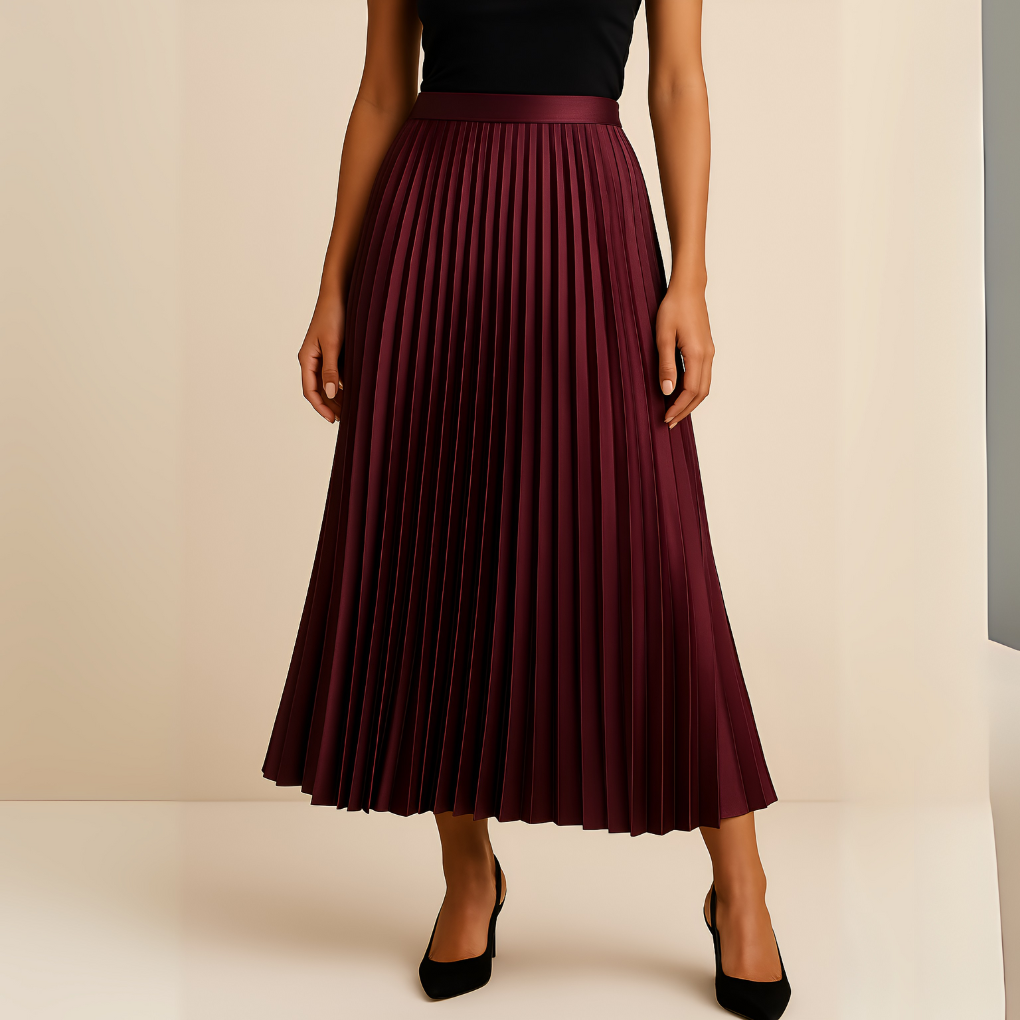 Inez Damen Midirock Plissiert Hochtaillierte Taille