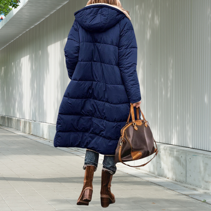 Damen Winterjacke Lang Gefüttert Mit Kapuze