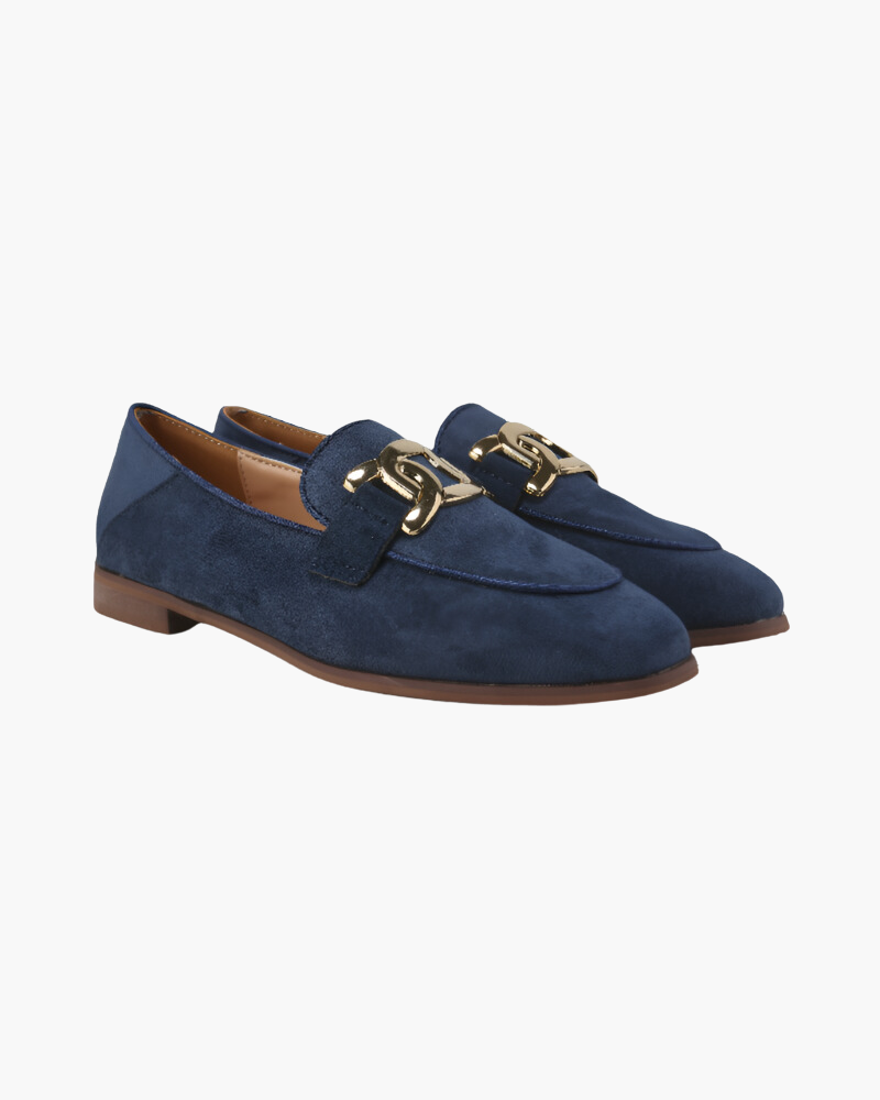 Damen Loafer Wildleder Goldene Schnalle
