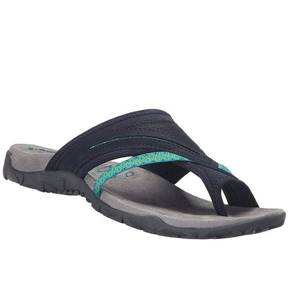 Bequeme Damen Pantoletten Sommer Sandalen Leder