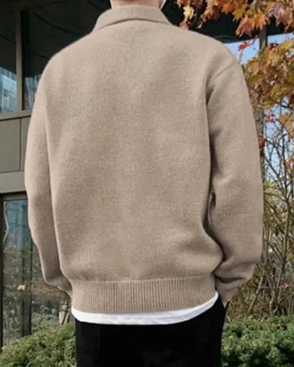 Herren Strickpullover aus Wolle mit Polokragen