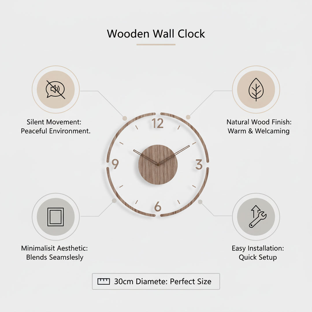 Holzwanduhr Minimalistisch Lautlos