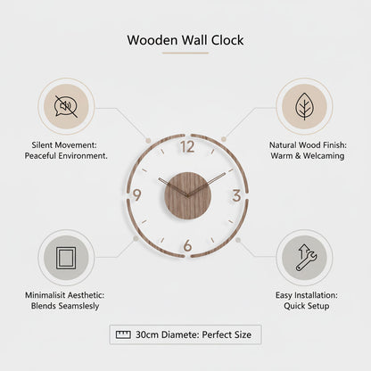 Holzwanduhr Minimalistisch Lautlos
