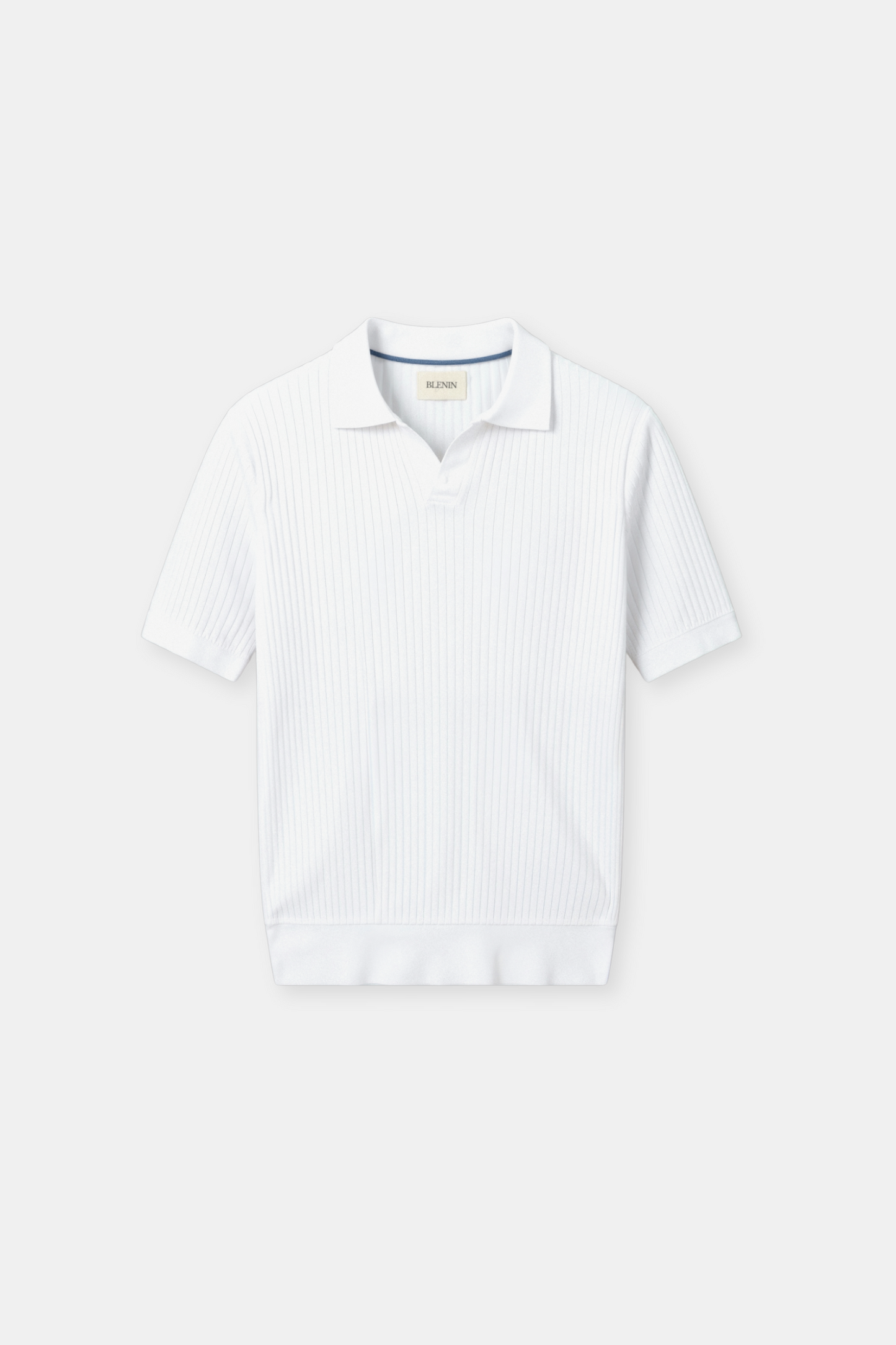 Herren Poloshirt Kurzarm Gerippt Elegant Weiß