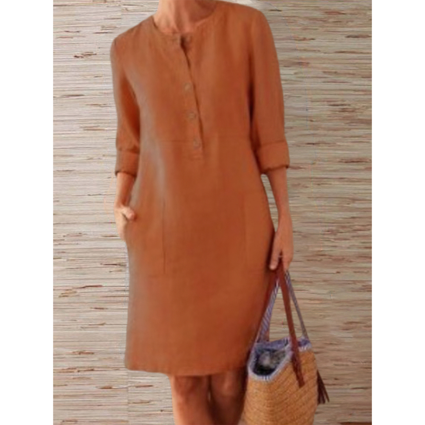 Damen Kleid Elegantes Unifarbenes Leichtes