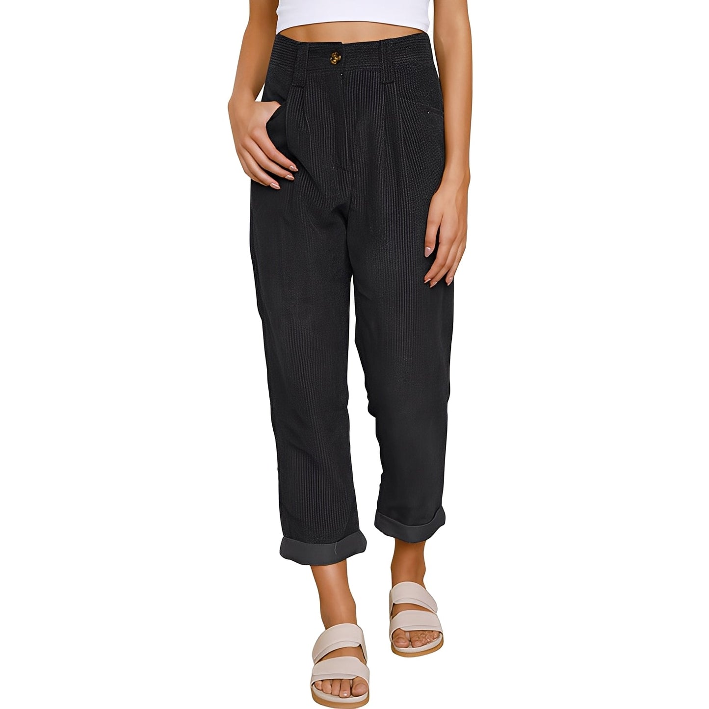 Damen Cordhose Hohe Taille