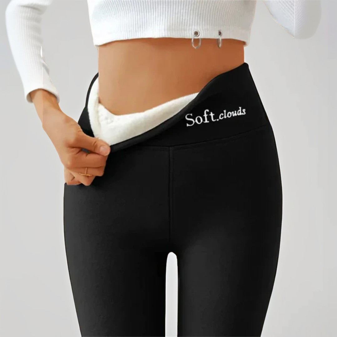Damen Schlankmachende Leggings Wärme Isolierend Schwarz - Norvielle