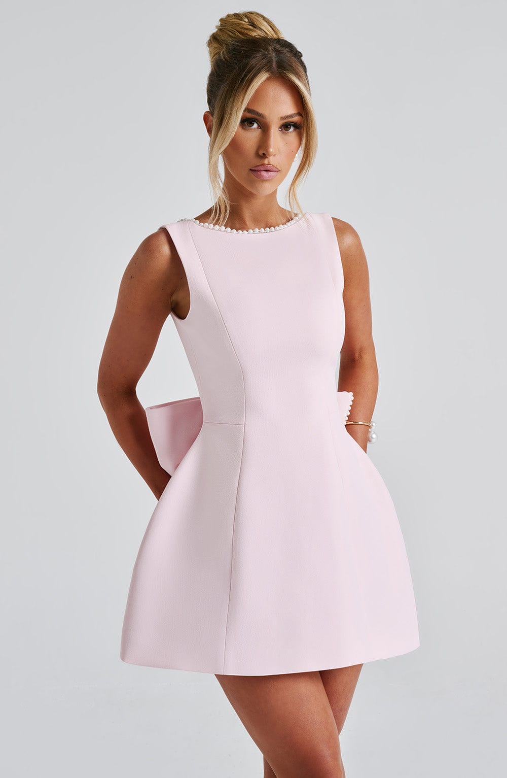 Damen Mini Kleid Strukturiert Hochzeitsgast