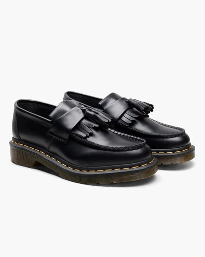 Damen Leder Loafer Retro-Stil Schwarz mit Fransen - Norvielle