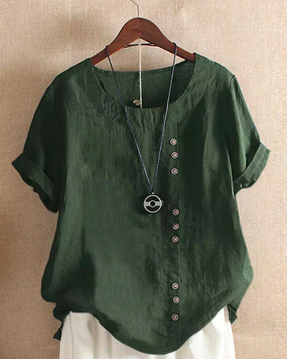 Damen Bluse Kurzarm Knöpfe Vorne