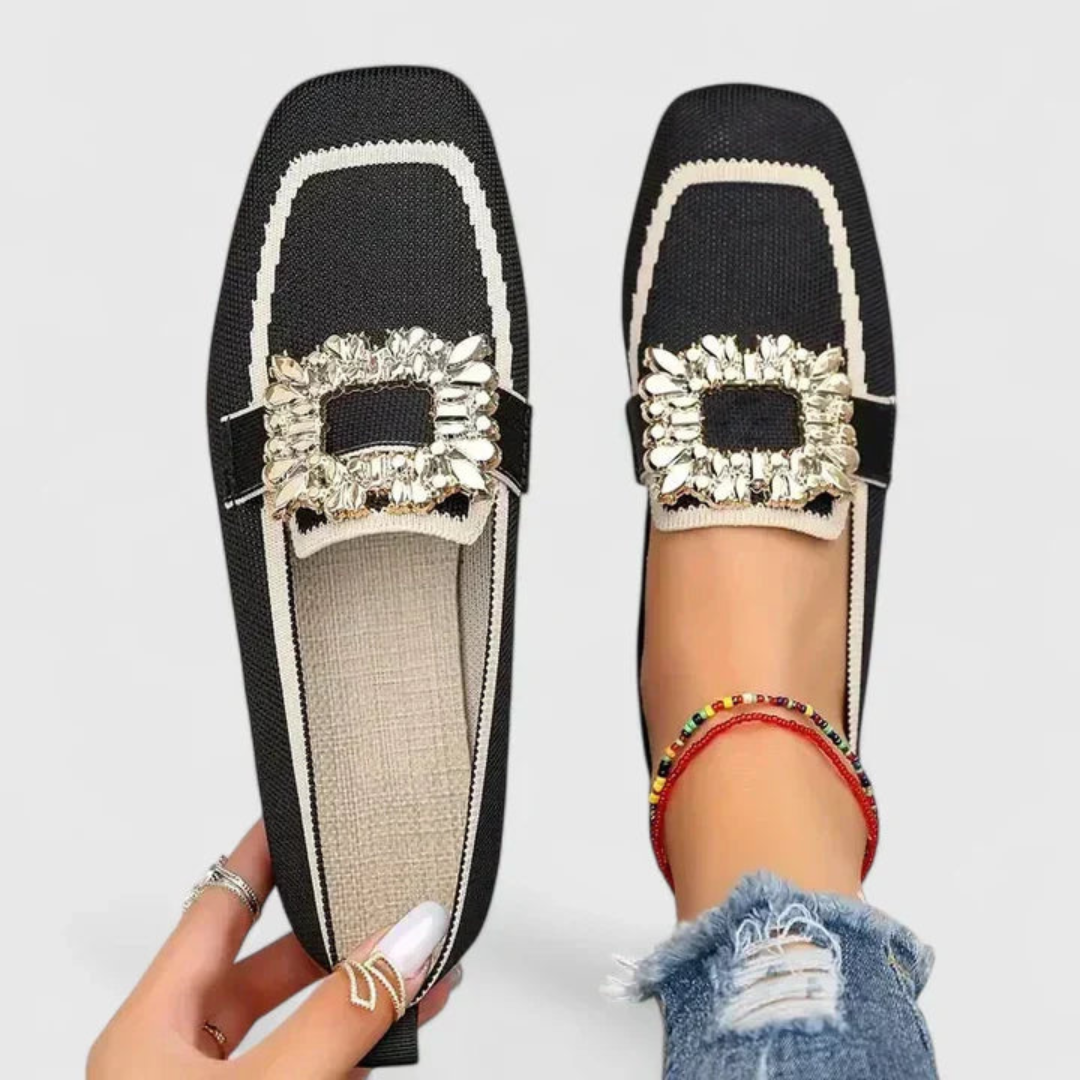 Doris Damen Slip-On Loafer Kristallschnalle