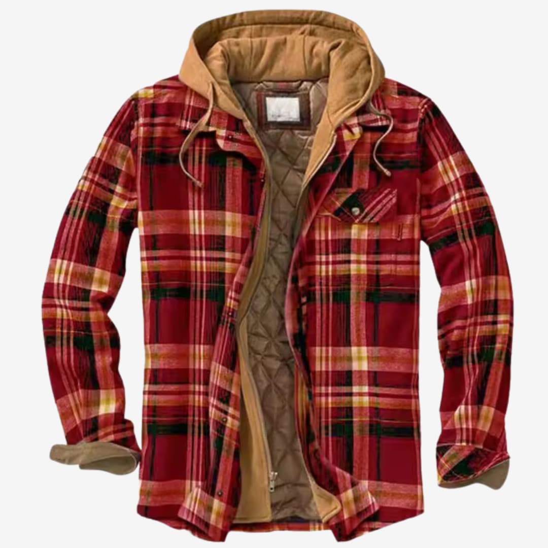 Herren Flanelljacke Kapuze Fleece Warm Schwarz - Norvielle