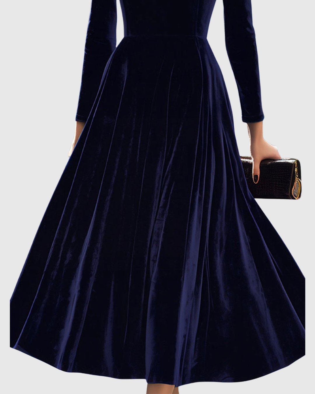 Damen Midikleid Samt Elegant