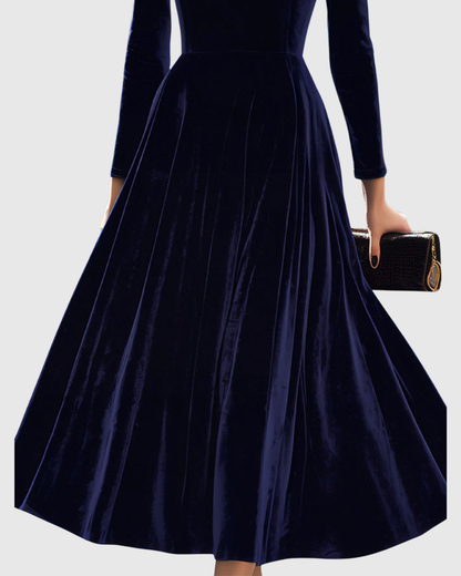 Damen Midikleid Samt Elegant