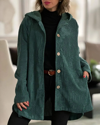 Damen Cordjacke mit Kapuze