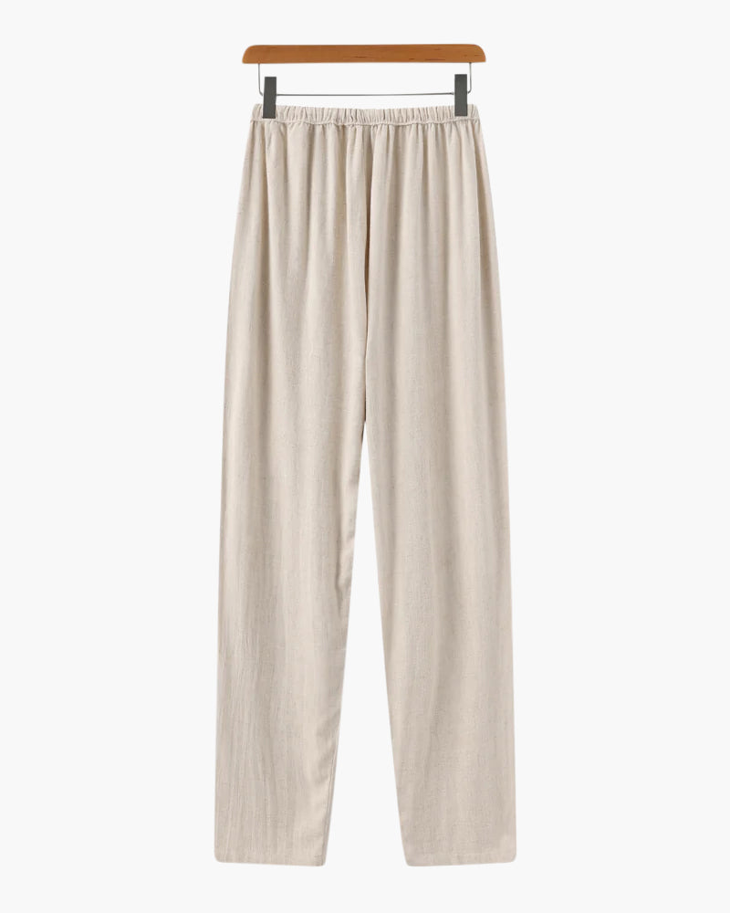 Herren Leinenhose Slim Fit Leicht Beige