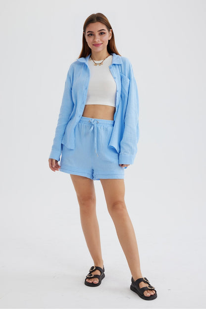 Norvielle Damen Langarmshirt und Shorts Siena