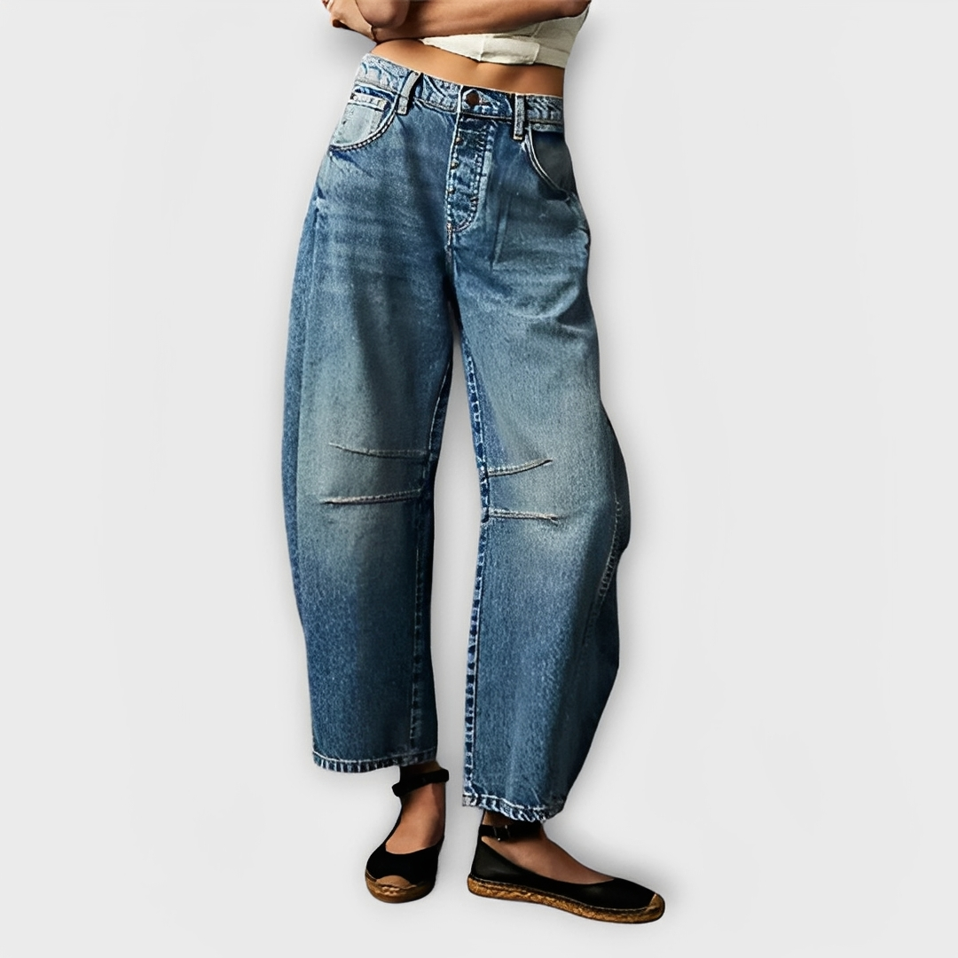 Vernadette Damen Jeans Bequem Breit