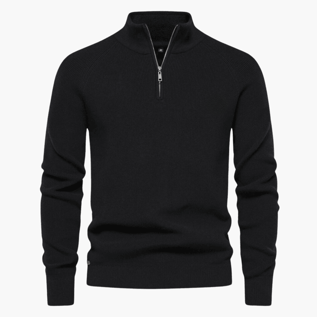 Herren Strickpullover Weich Zipper Beige