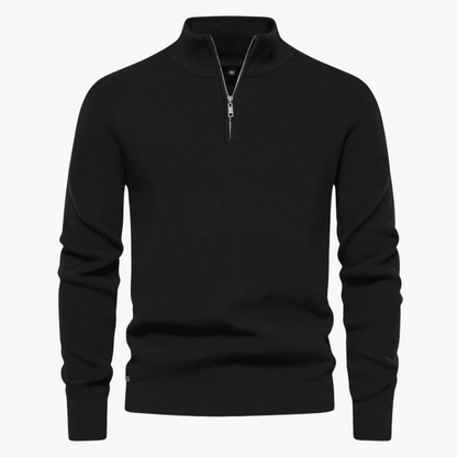 Herren Strickpullover Weich Zipper Beige