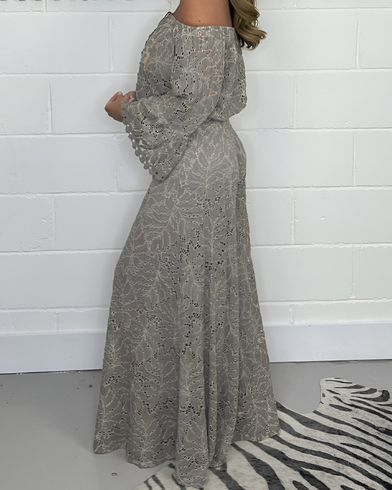 Off-Shoulder Spitzenkleid Weitschnitt Damen Boho-Chic Elegant