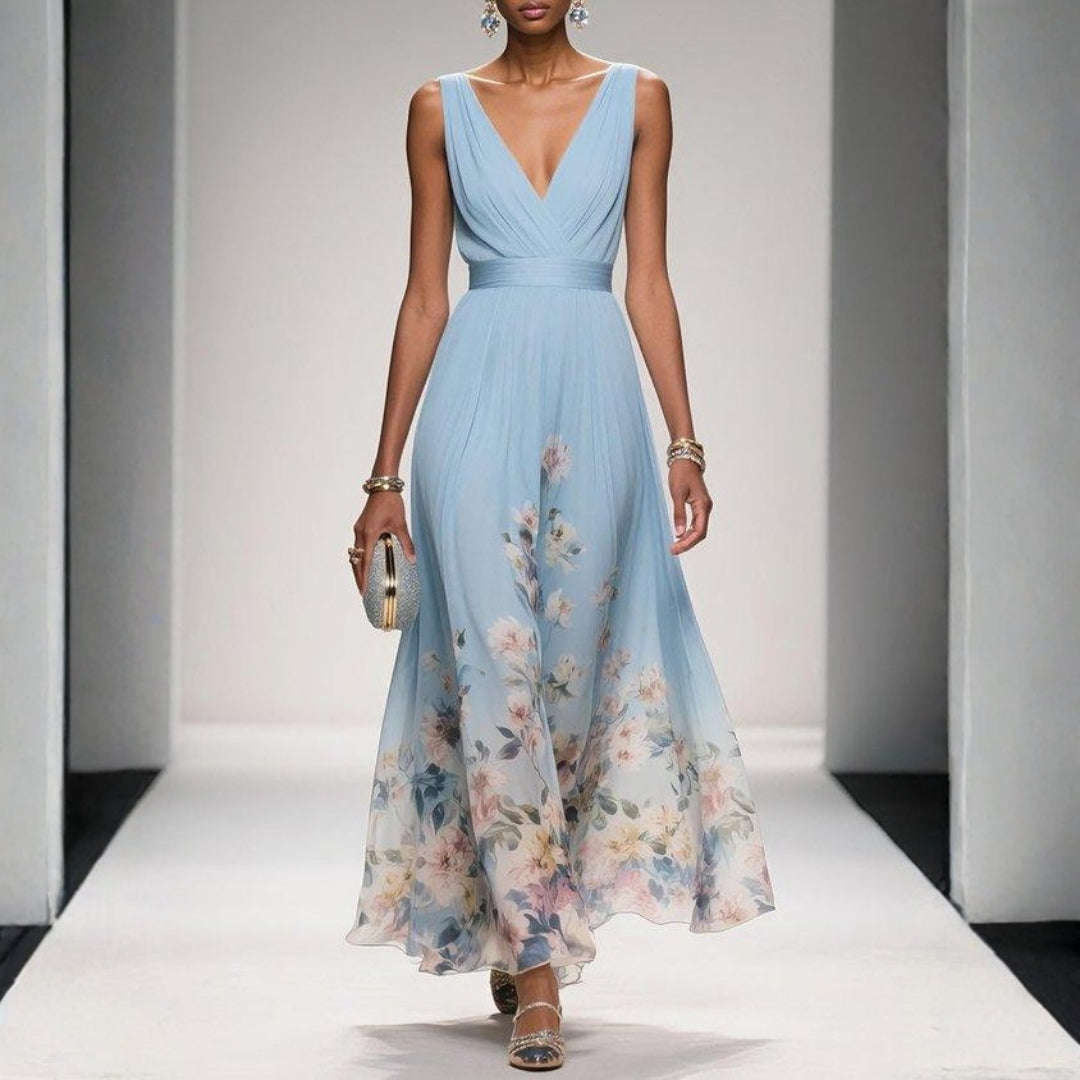 Damen Hochzeitsgästekleid Blumenmuster Kleid
