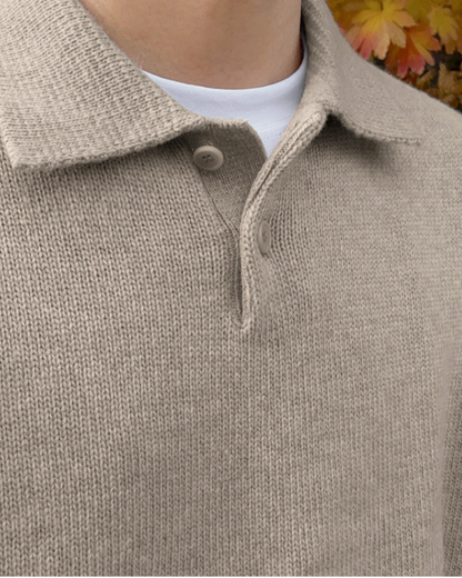 Herren Strickpullover aus Wolle mit Polokragen