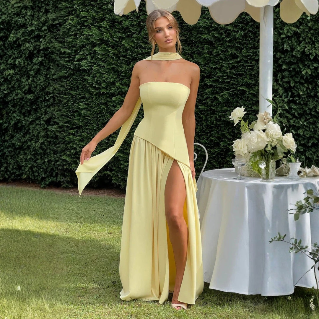Damen Asymmetrisches Maxikleid für Hochzeitsgäste - Norvielle