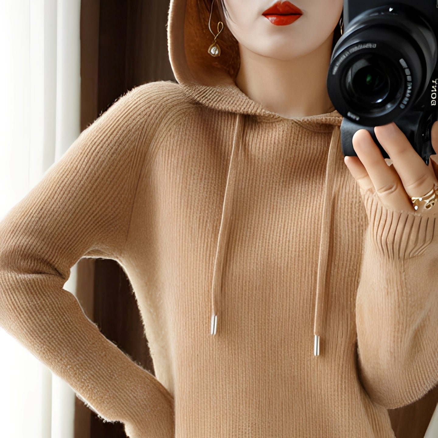 Damen Winterkapuzenpullover Bequem Warm