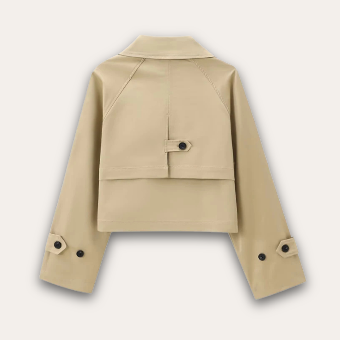 Norvielle Damen Trenchcoat Klassisch Wetterfest Beige - Norvielle