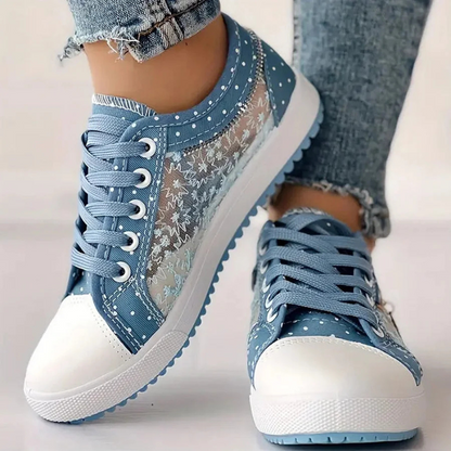 Damen Sneaker Mesh Blumenstickerei