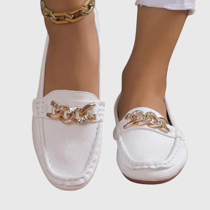 Damen Slip-On Loafer Kettendetail Schuhe