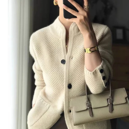 Damen Cardigan Klassisch Strick Beige - Norvielle