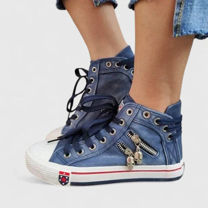 Damen Hochgeschnittenen Denim Sneaker