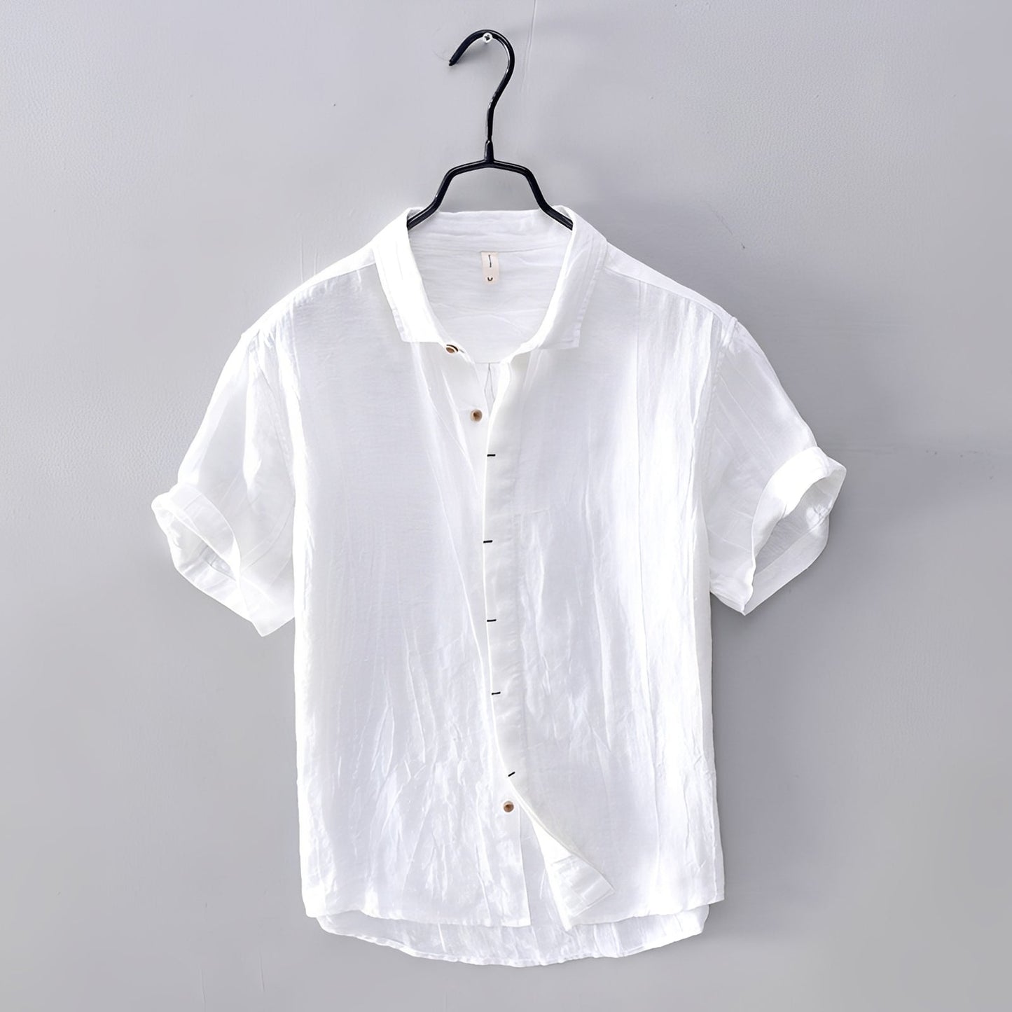 Kellvin Herren Sommerhemd Vintage-Style Baumwolle Weiß