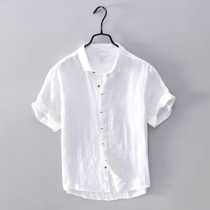 Kellvin Herren Sommerhemd Vintage-Style Baumwolle Weiß