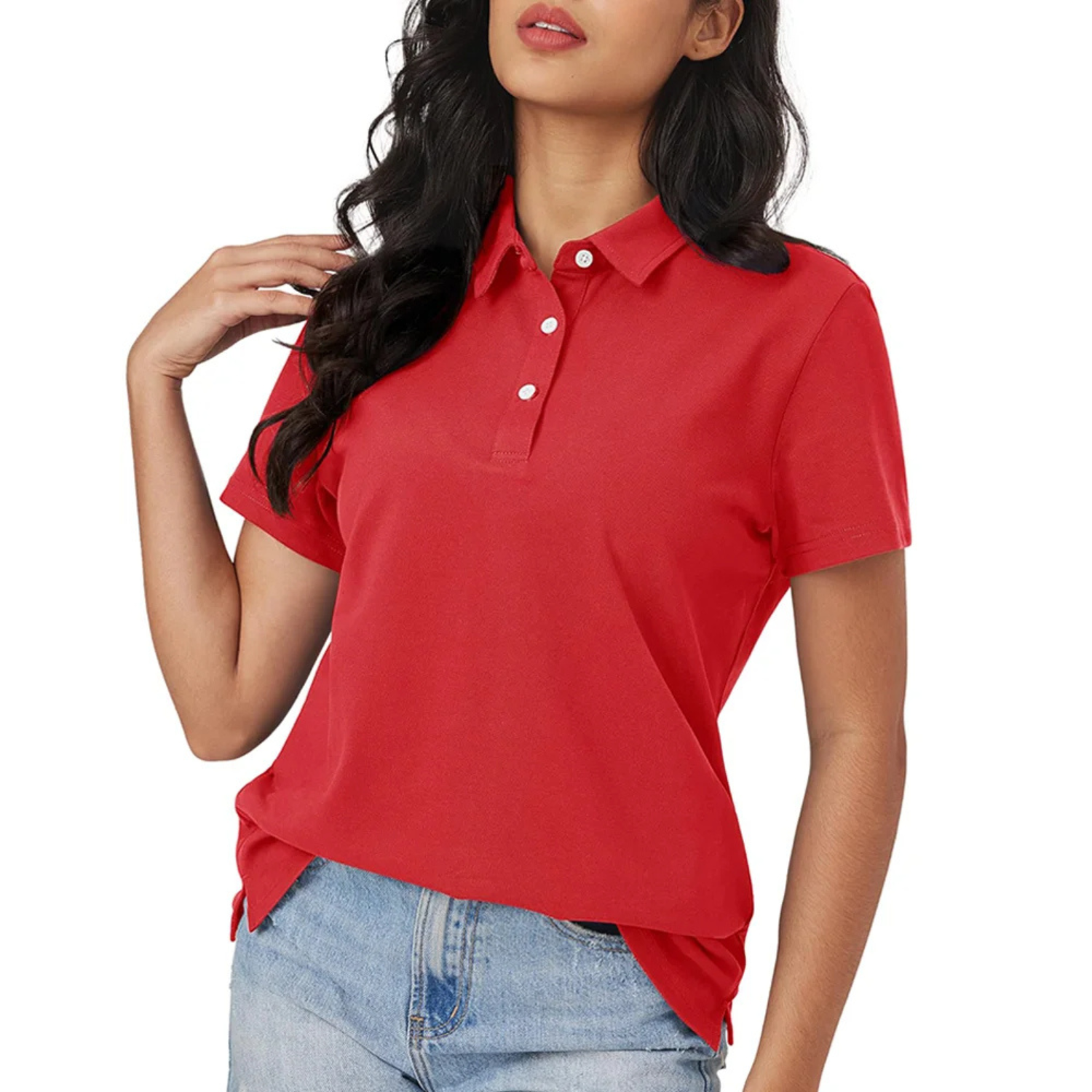 Damen Polo Blau Atmungsaktives Seidenhemd Leicht - Norvielle