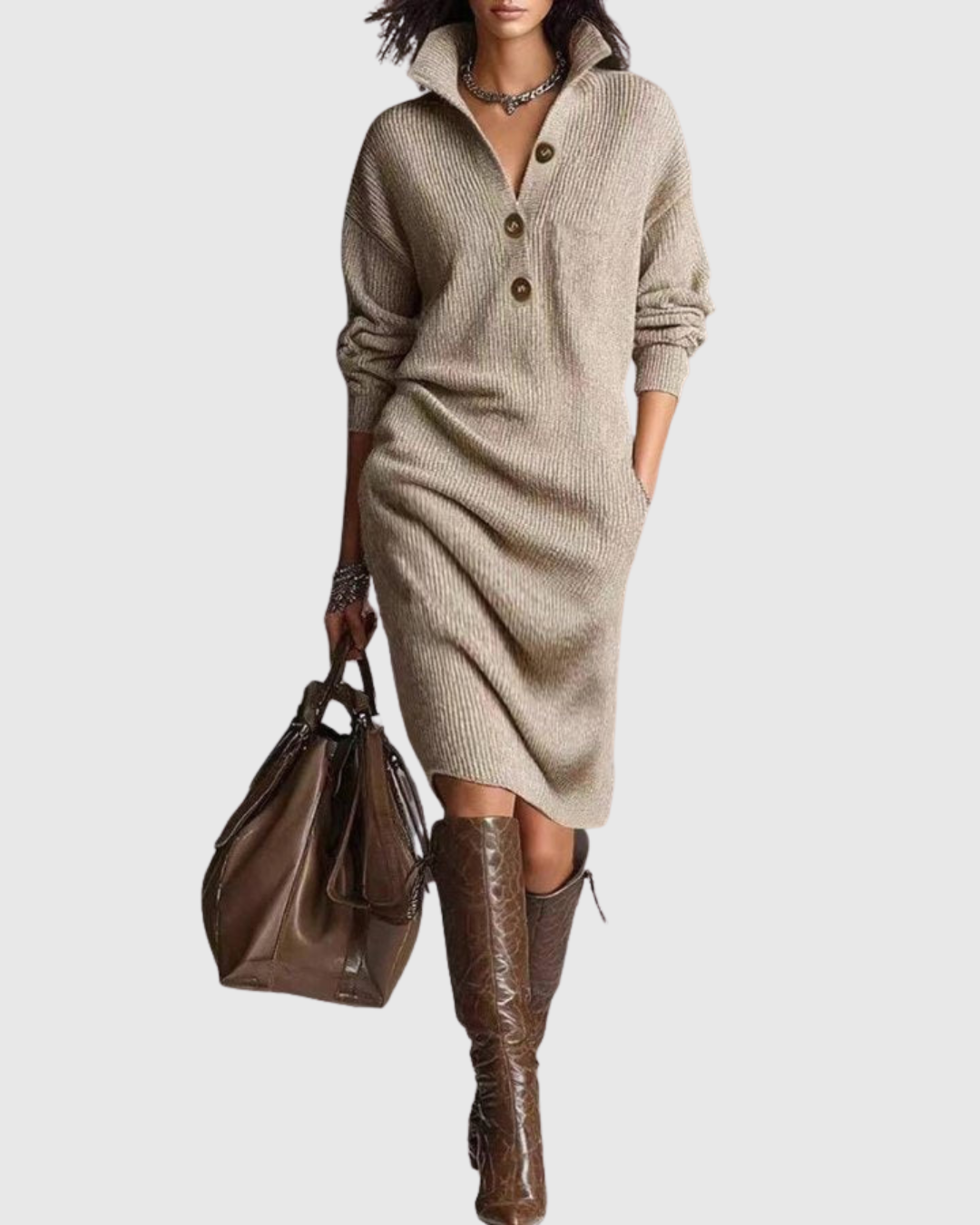 Arianell Damen Midi-Kleid Stilvoll