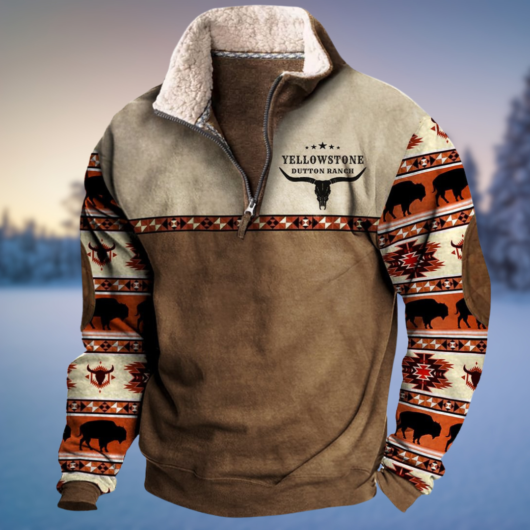 Herren Lässiger Winterpullover Halb-Reißverschluss