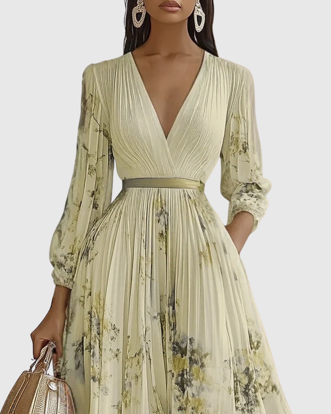 Isabella Damen Ärmelloses Blumenkleid Midi Geplissiert