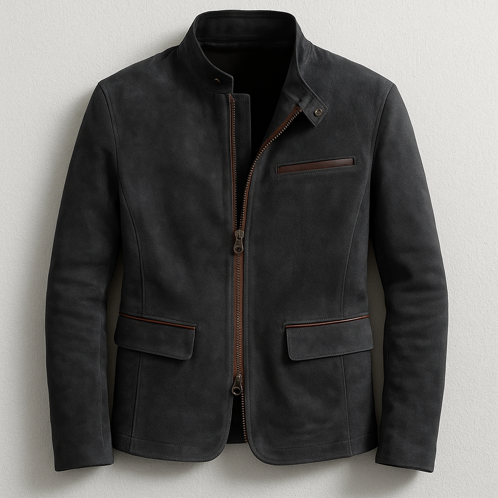 Herren Wildlederjacke Stehkragen