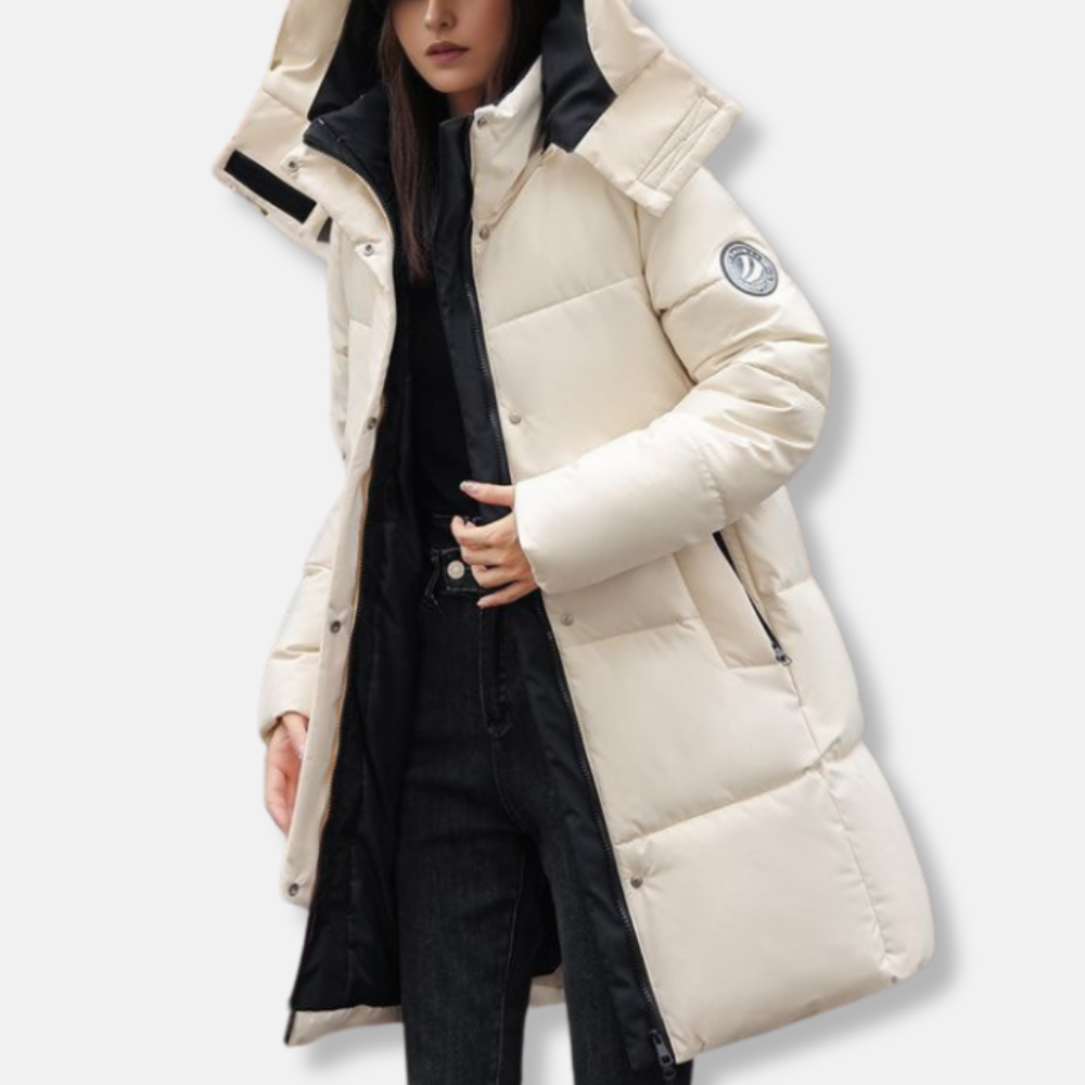 Norvielle Damen Daunenmantel Winterjacke Hochkragen Kapuze