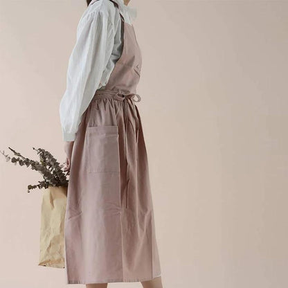 Baumwollschürze Damen Vielseitig Mit Taschen Beige