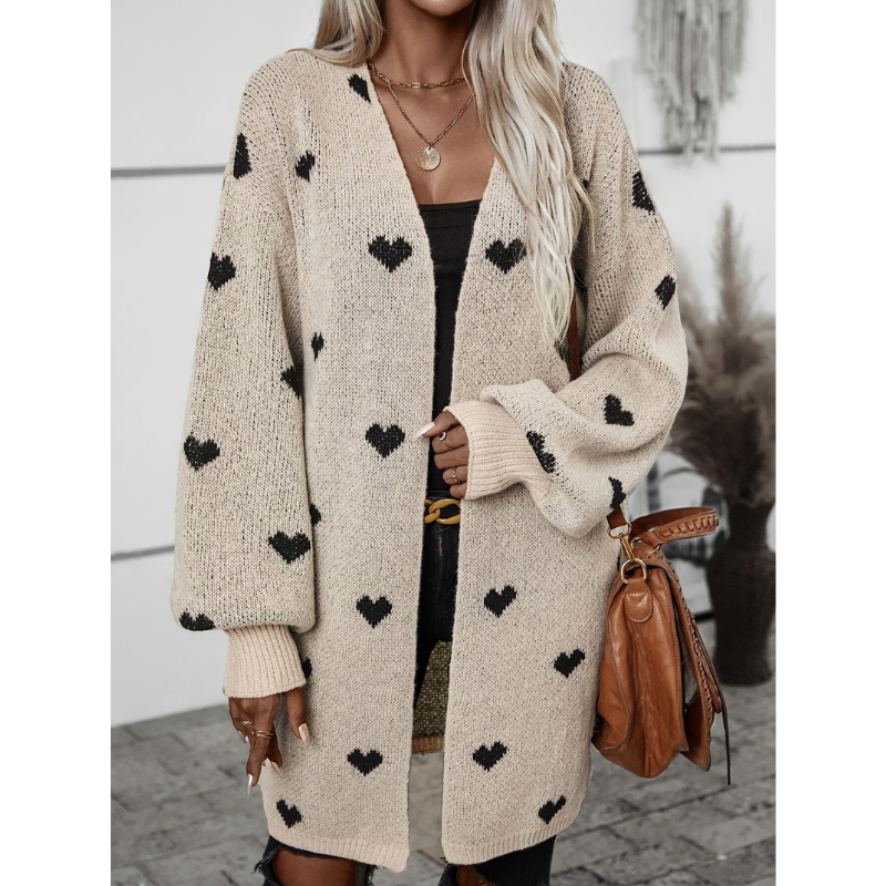 Damen Langarmshirt Mit Herzmuster - Norvielle