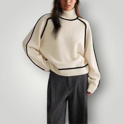 Damen Rollkragenpullover Weich Warm Beige