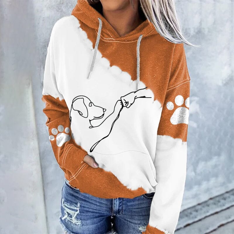 Lässiger Damen Hoodie Digitaldruck Grau