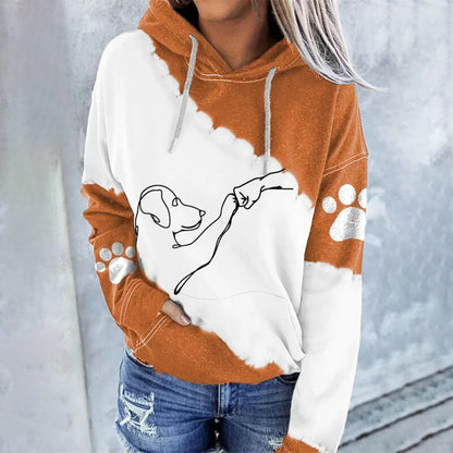 Lässiger Damen Hoodie Digitaldruck Grau